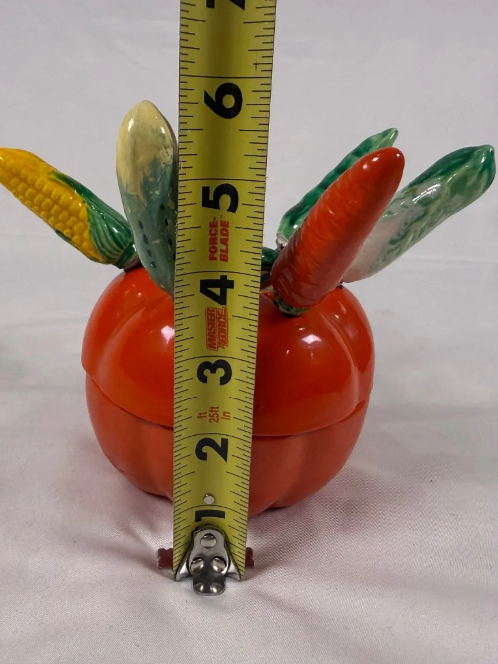 Vintage Maruhon Ware Tomato Utensil Holder 6 Vegetable Knives Japan